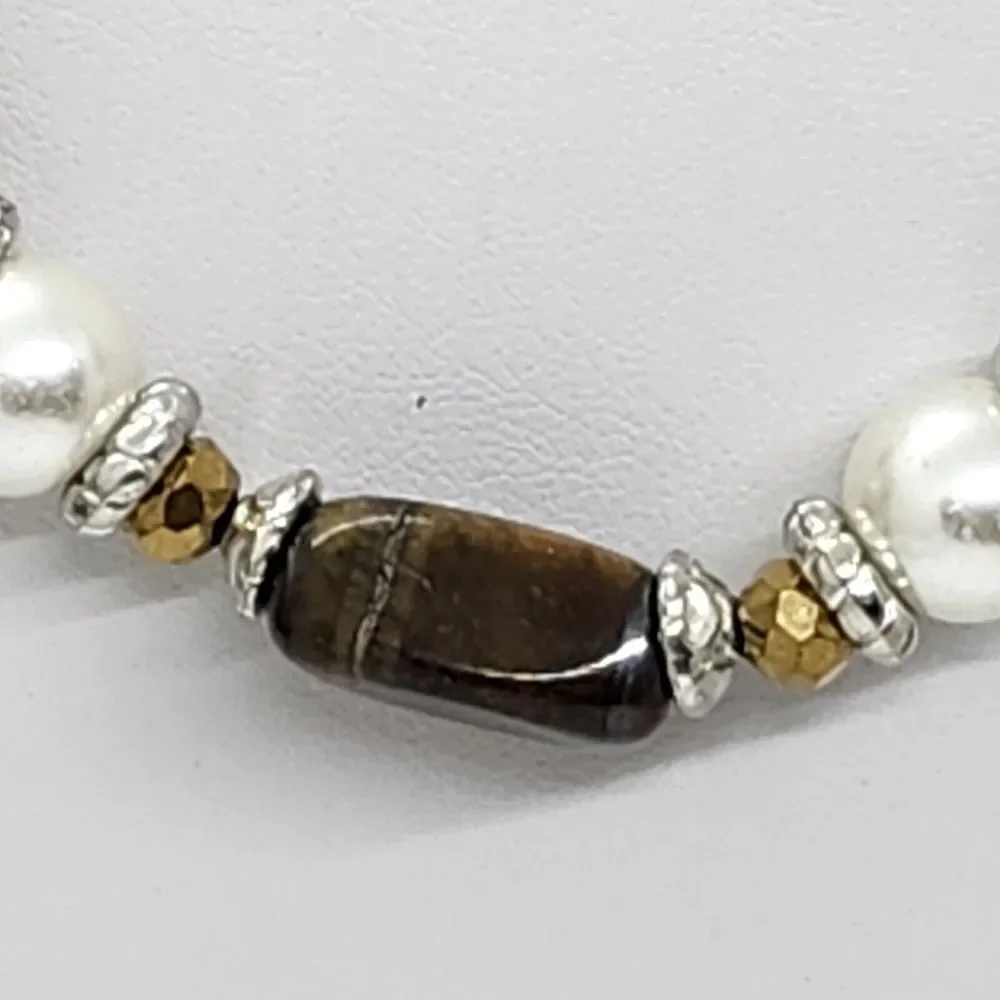Vintage Tiger Eye Faux Pearl Necklace‎
